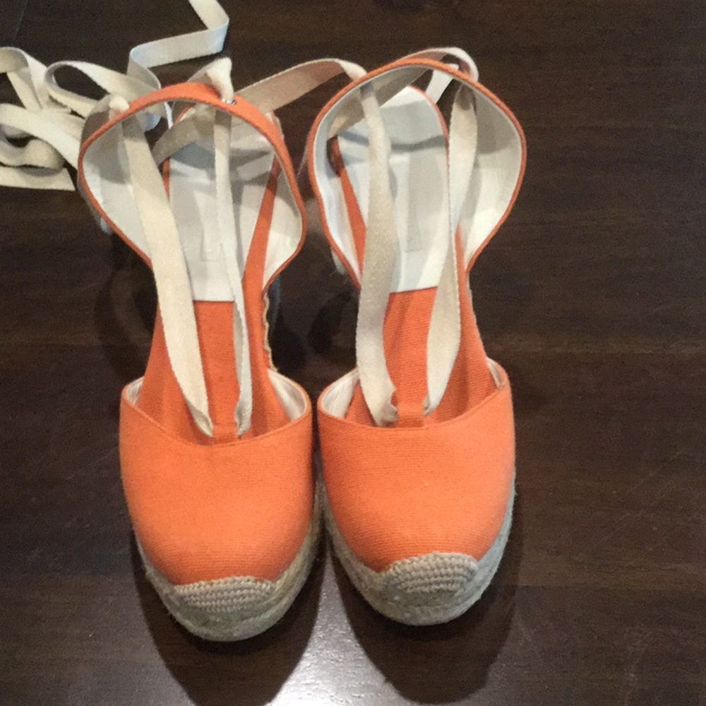 Orange Wedge Espadrilles